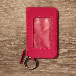 Vera Bradley ID Case + Coin Pouch in Solid Pink